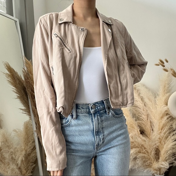 Abercrombie & Fitch Cropped Beige Cream Moto Utility Jacket - Picture 2 of 14